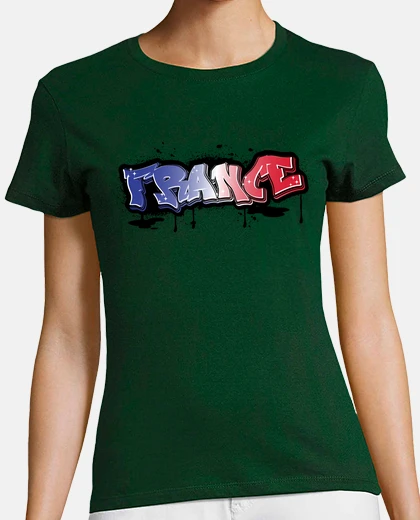 Tee-shirt France street art graphisme hip-hop col   en V 
