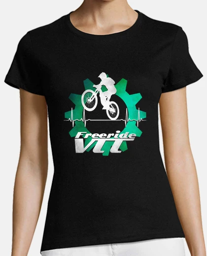T-shirt free ride mtb ruota dentata heartb eat