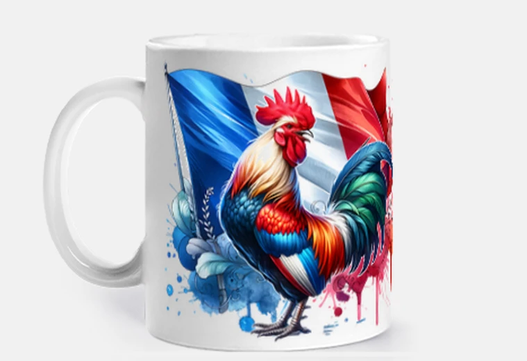 Cup french flag france gallic rooster customizable cup coffee tea herbal tea infusion mate