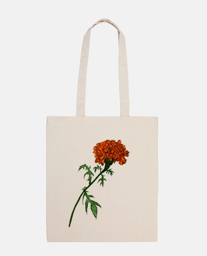 Bag french marigold flower ink drawing