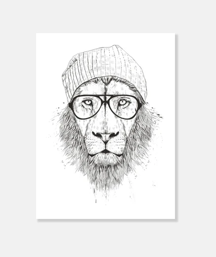 Stampa fresco leone (bw)