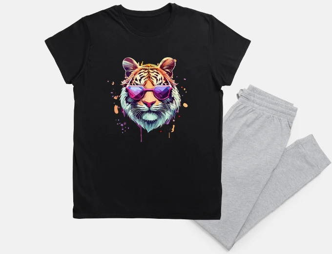 Pigiama fresco pastello tigre alla moda