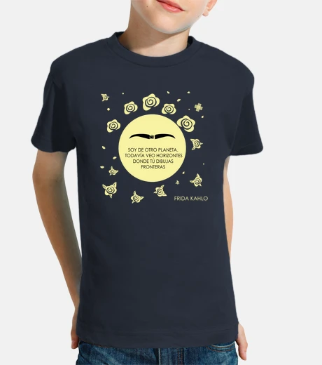 Kids frida kahlo another planet boy, short sleeve, navy blue