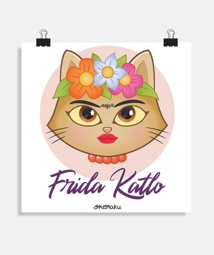 Póster Frida Kahlo gato Katlo Catlo