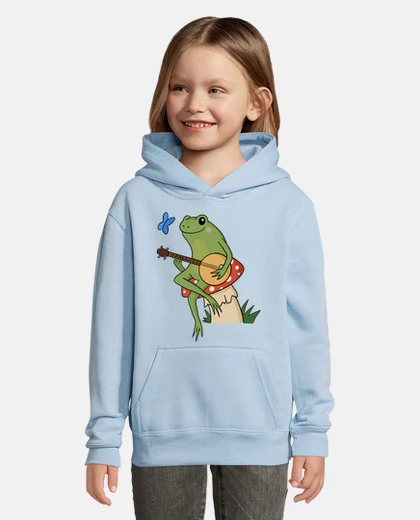 Kids frog playing banjo boho chic