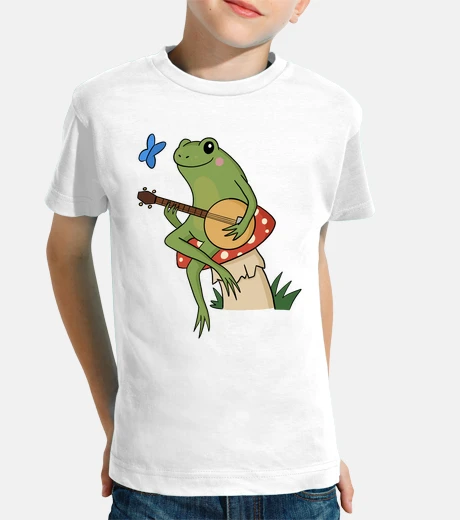 Kids frog playing banjo cottagecore