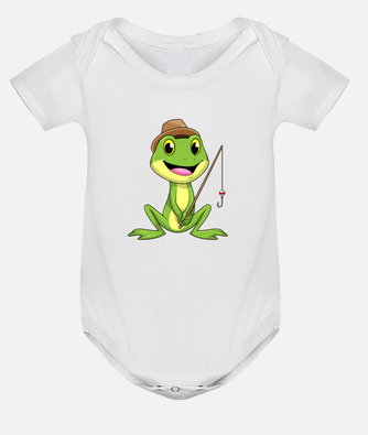 Frog at fishing with fishing rod baby's