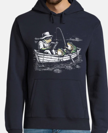 Sudadera frogs reading on a boat