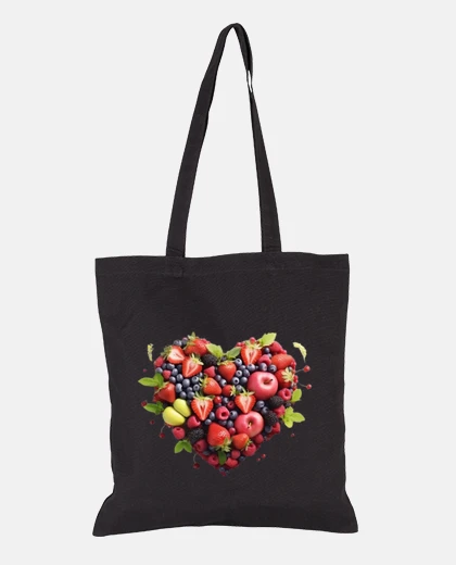 Bolsa fruta corazón arándanos manzanas fresas bolso de estudiante diario bolso de lector electrónico