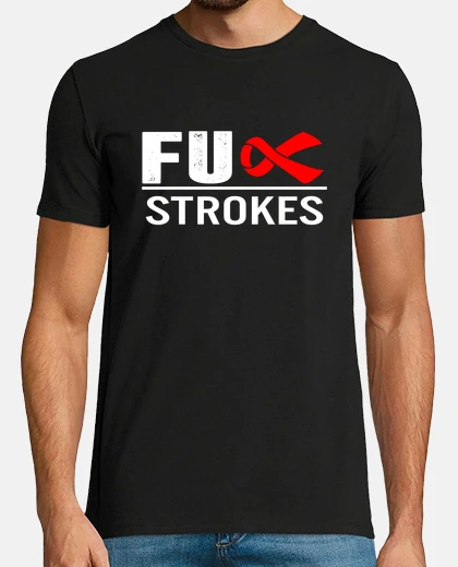 Tee-shirt Fuck Strokes Awareness Red Ribbon Support Strong Stroke Disease Warrior Gift