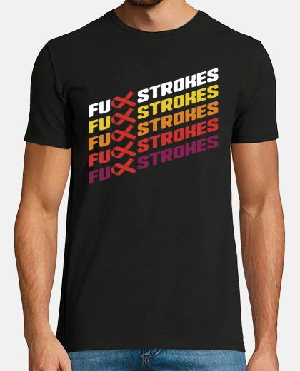 Tee-shirt Fuck Strokes Vintage Sunset Awareness Red Ribbon Support Strong Stroke Disease Warrior Gift