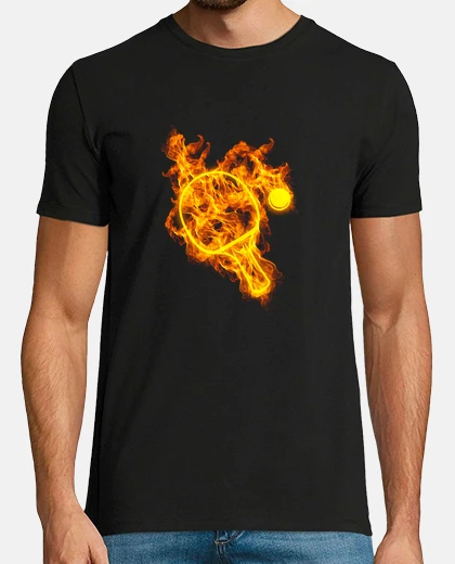 Camiseta fuego tenis de mesa llamas murciélago paddle jugador de tenis de mesa