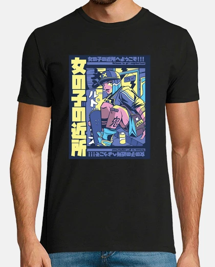 T-shirt fumetto di ragazza urbana di strada man