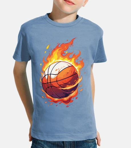 Abbigliamento fun con il basket sul fuoco delle fiamm