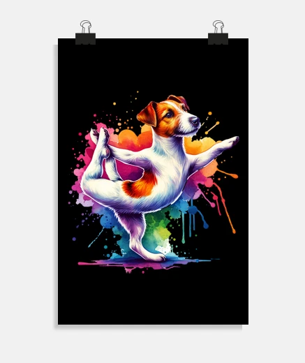 Poster fun con lo yoga con jack russell