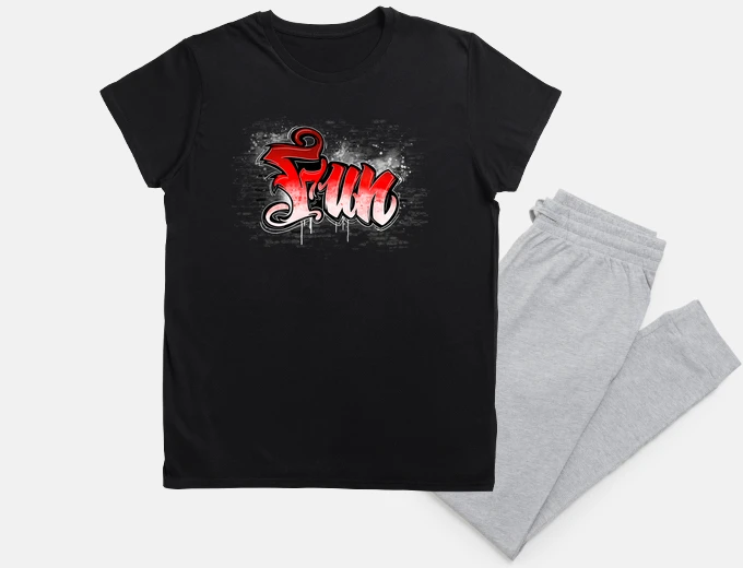 Pyjama fun red graffiti