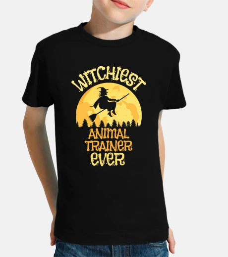 Kids funny animal trainer witch halloween