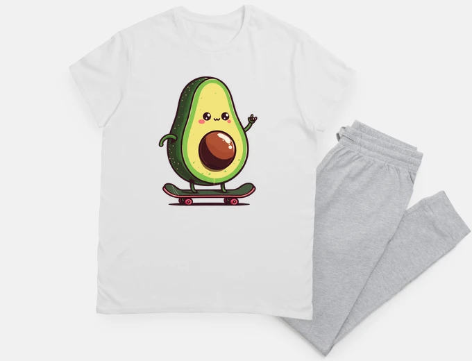Pyjama Funny avocado skateboarding