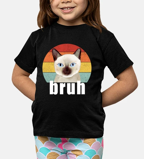 Kids Funny Cat Bruh Meme Saying Siamese Cute