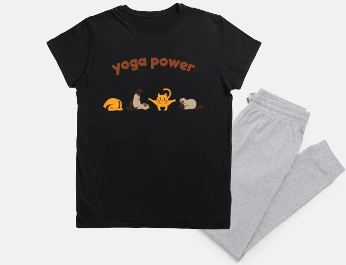 Pajama funny cats doing yoga, babydoll, relaxing cats