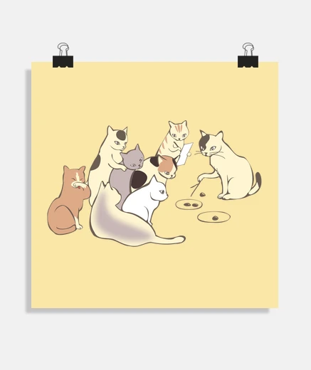Poster funny cats learning math, student, young girl, fun boy, teachers, poster, frame, children&#39;s room