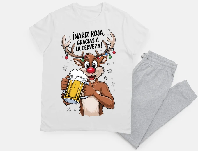 Pajama funny christmas reindeer beer