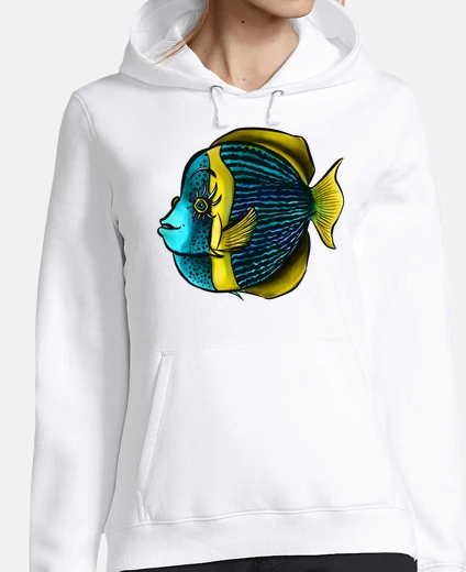Hoodie funny fish angelfish with eyelashes