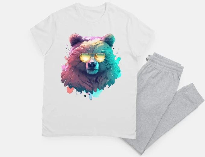 Pyjama Funny grizzly bear pastel splash