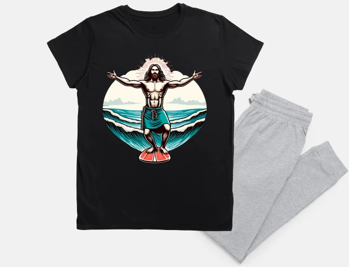 Pyjama Funny Jesus Christ Surfing