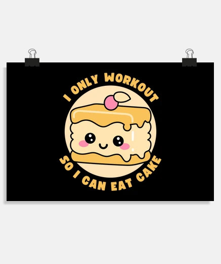 Poster Funny Kawaii Cookies Workout Quote