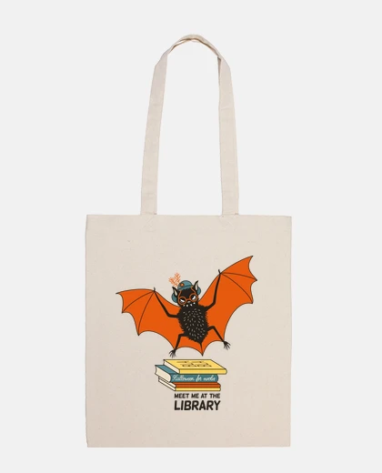 Bag funny librarian bat book lover