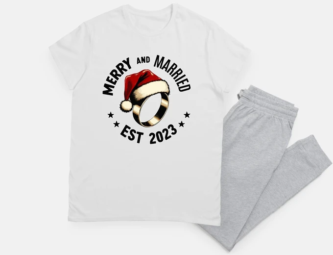 Pyjama Funny Merry and married est 2023