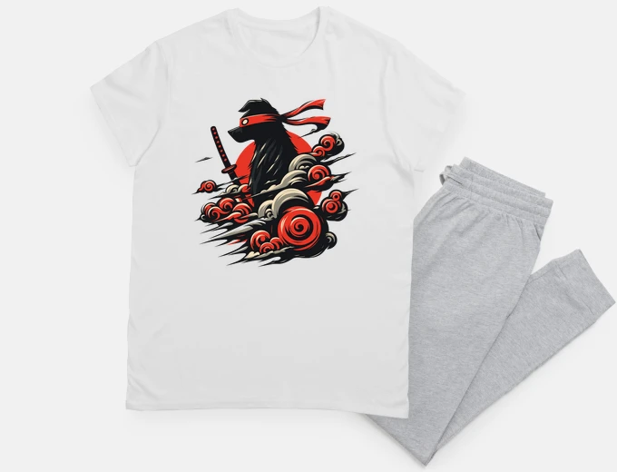 Pyjama Funny Ninja Dog Japan Retro Vintage