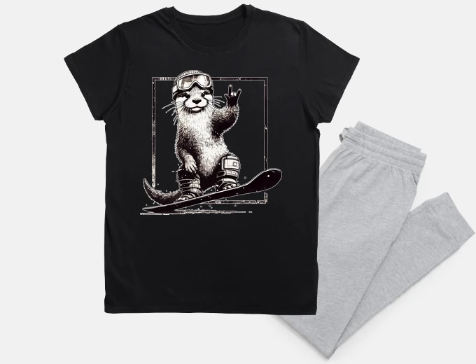 Pyjama Funny Otter Snowboarder