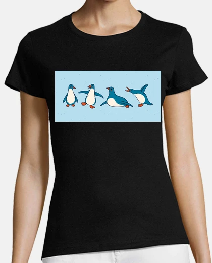 Playera funny penguins playing on the ice