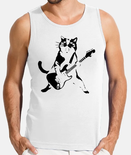 Camiseta Funny Rocker Cat Playing Guitar