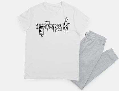 funny cats on a washing line, cat clown
