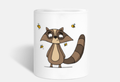 funny raccoon with wasps