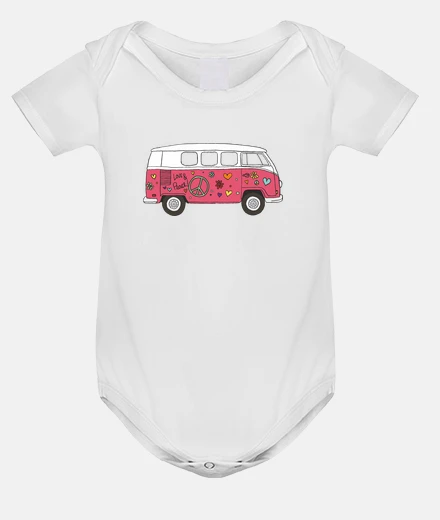 Kids furgo peace and love pink - baby bodysuit, white