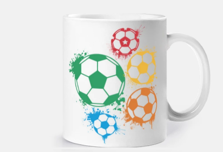 Taza fútbol abstracción resumen logo taza café té croissants infusión de hierbas leche cacao
