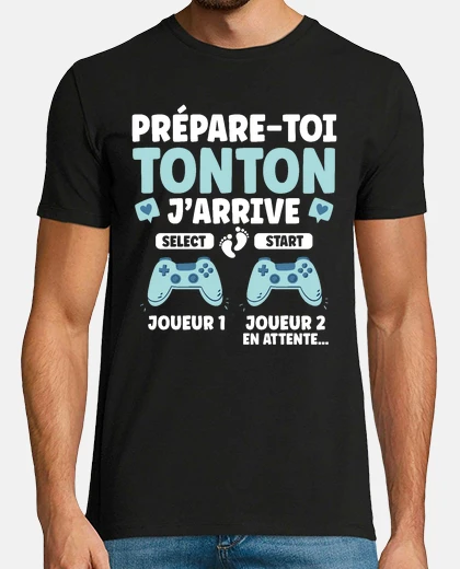 Tee-shirt Futur Tonton Gamer Cadeau Annonce