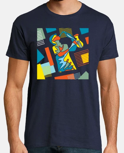 T-shirt futuristic geometric sax player