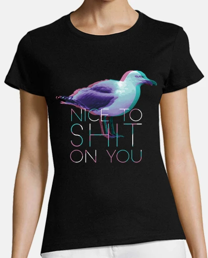 T-shirt gabbiano che ti caga addosso in 3d sfocato