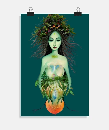 Poster gaia, la dea che dà alla luce la terra, decorazione del poster