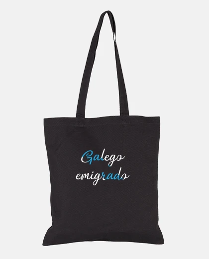 Bolsa Galego emigrado, Bolsa de tela, color negro