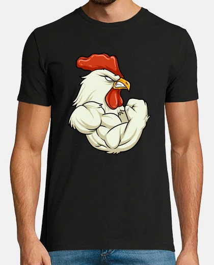 T-shirt gallo in palestra allenamento fitness muscoli
