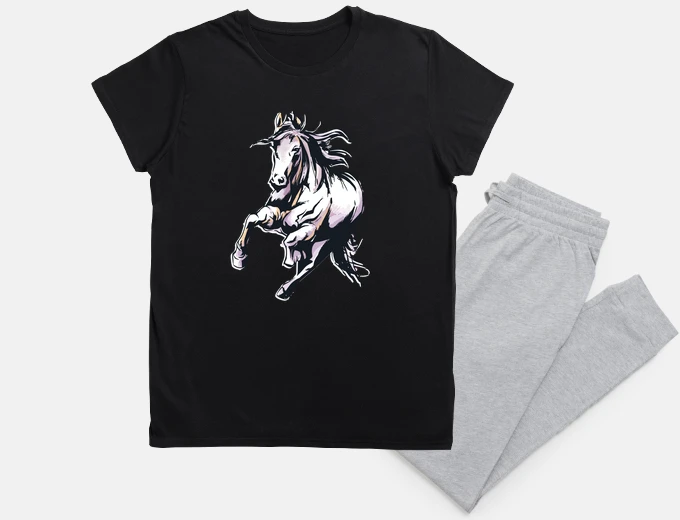 Pyjama galloping horse drawing rare equestrianism