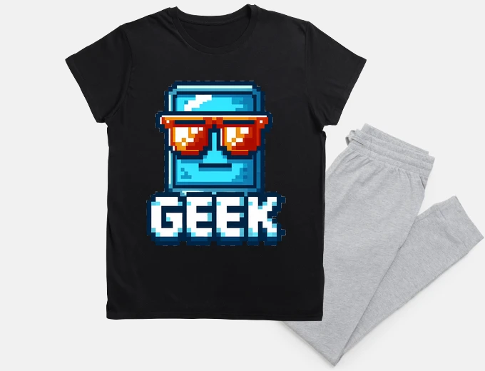 Pajama gamer geek nerd pixel art