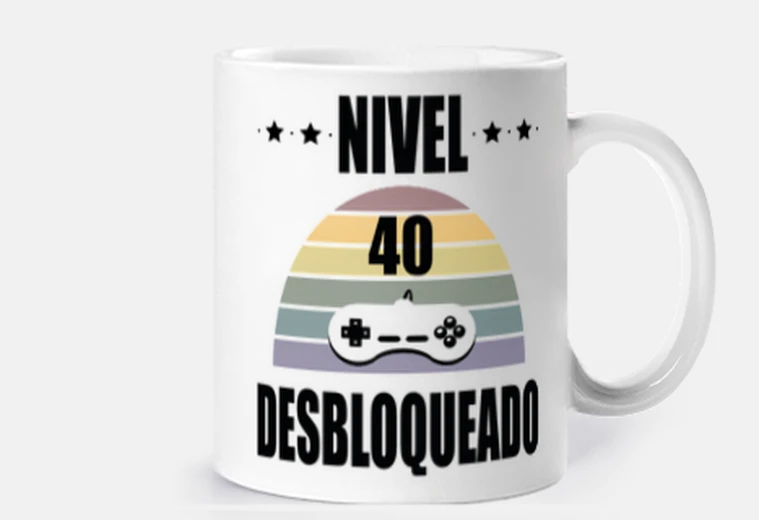 Taza Gamer Nivel 40 Desbloqueado Negro