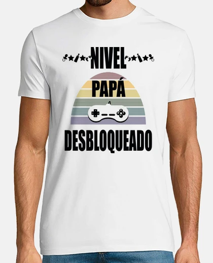 Camiseta Gamer Nivel Papa Desbloqueado Negro